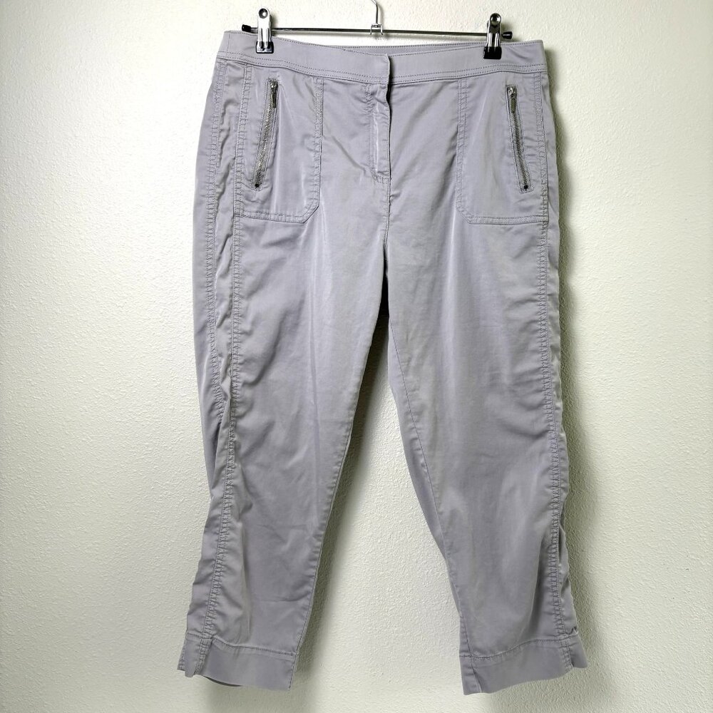 Chicos Zenergy Capri Pants Women 1‎ M Gray Casual Cropped Walking Outdoor